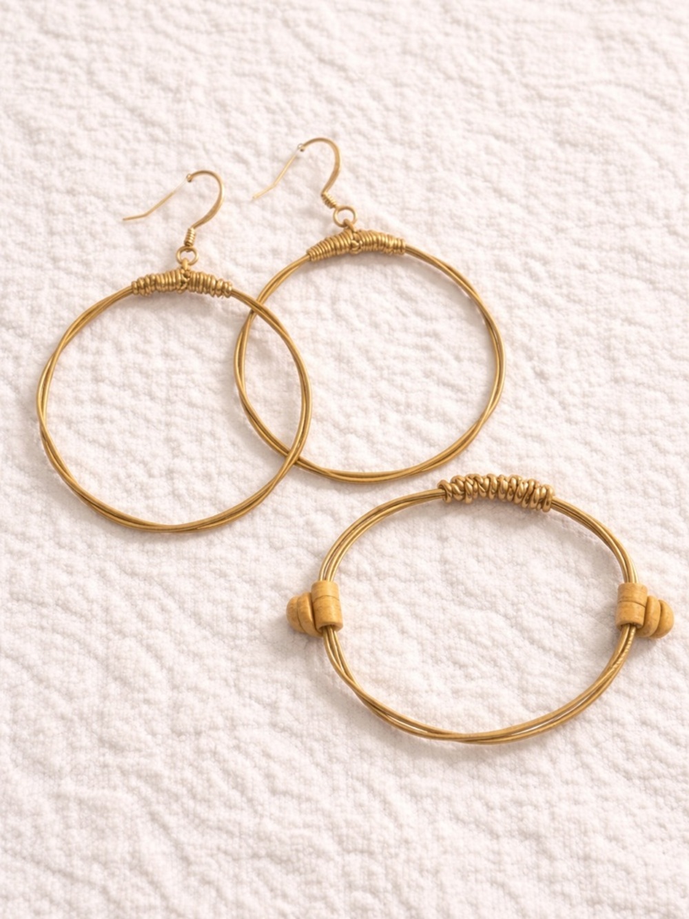 Gold Hoop Earrings and Ring Set